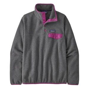 Patagonia Women's Lightweight Synchilla Snap-T Fleece Pullover Gray Pink Medium